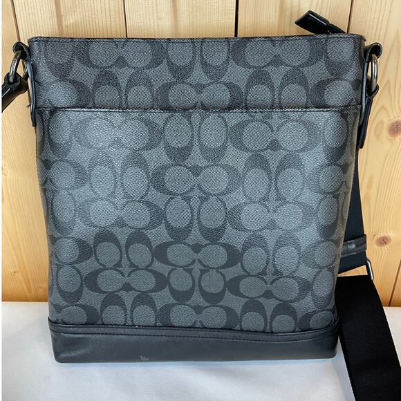 Coach Leather Monogram Crossbody Bag - Black/Gray - Picture 2 of 16